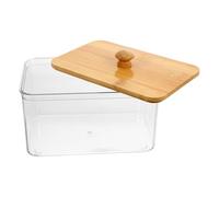 Levemolo Boîte de Rangement pour Feuilles Adoucissantes avec Couvercle en Bambou, Conteneur Transparent Moyen en Pet, Organisateur Multifonction pour Buanderie, Porte-savonnette à Lessive,