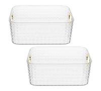 Levemolo Boîte de Rangement Transparente en Plastique pour Cosmétiques et Soins Peau, Lot de 2pcs Rectangulaires, Résistante à l'usure, pour Salle de Bain et Dressing