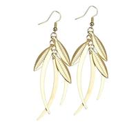 Levemolo Boucles D'oreilles Pendantes en Alliage Or, Forme Feuille Élégante, Résistantes aux Rayures, pour Célébrations et Relations Publiques