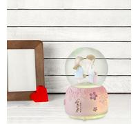 Levemolo Boule de Cristal Musicale Romantique Saint-Valentin Décoration Intérieure Lumière LED 80 et Figurines Amoureuses Présent Couple Boîte à Musique sans Pile Ornement de Table