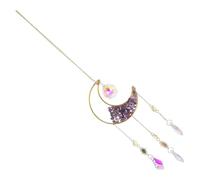 Levemolo Carillon Éolien en Cristal Naturel Pierres de Cristal Violet Pendentif Lune et Soleil Suspendu Décoration Intérieure Maison et Fenêtre Attrape-Soleil Suncatcher Feng Shui