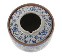 Levemolo Cendrier en Porcelaine Bleue et Blanche avec Couvercle - Cendrier Profond en céramique Coupe-Vent pour Fumeurs - décoratif de Style Chinois pour la Maison ou Le Bureau avec Couvercle en