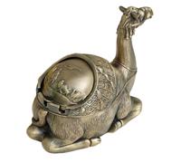 Levemolo Cendrier Vintage en Métal Coupe-Vent avec Couvercle, Grand Format, Décoratif de Chameau, pour Salon et Table Basse, Intérieur et Extérieur, Accessoire Fumeur Pratique