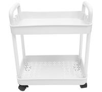Levemolo Chariot de Rangement à roulettes Double Couche 2 Niveaux en PP Blanc Grosse Capacité de Stockage et Organisation Multi-Usage pour Salle de Bain et Buanderie