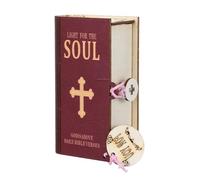 Levemolo Coffret en Bois Décoratif de Livre pour Cartes Bibliques avec Prières Codées par Couleur, Rangement Organisé pour Versets Chrétiens, Présent Chrétien Spirituel pour Bureau ou Coin