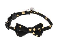 Levemolo Collier pour Chat Noir Double Couche avec Nœud Décoratif Détachable, Motif Léopard Doré et Pois, Collier Lavable et Confortable pour Animaux, Accessoire Sécurisé pour Fêtes
