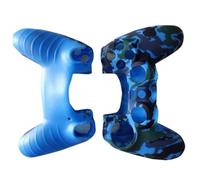 Levemolo Coque Silicone pour Manette 4 Contrôleurs Protection Intégrale et Lavable en Silicone Camouflage Bleu pour Accessoires de Jeu Ergonomiques