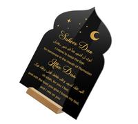 Levemolo Décoration de Table pour L'aïd Moubarak en Acrylique Miroir Noir, Petit Support en Bois, Panneau Décoratif Musulman Léger et Résistant, Ornement Festif Ramadan pour Maison