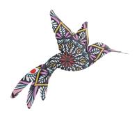Levemolo Décoration Murale en Fer Forgé Forme de Petit Oiseau à Suspendre Murale en Métal Rouge et Jaune Ornement Suspendu pour Jardin Balcon ou Salon Art Mural Extérieur Intérieur
