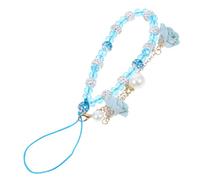 Levemolo Dragonne de Téléphone Perlée Fleur Cristal Rigide Bracelet Poignet Élégant Multifonction pour Clés et Portefeuille Décoration Créative pour Coque Mobile Bleu