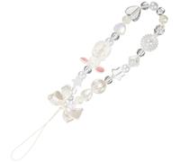 Levemolo Dragonne pour Téléphone Portable en Acrylique Beige Perles, Bracelet Anti-chute et Anti-vol, pour Téléphones et Appareils Photo Lors de Fêtes ou Remises de Diplômes