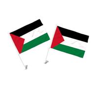 Levemolo Drapeaux De Voiture Palestiniens En Polyester 2 Pièces Pour Vitre De Voiture Ornement Décoratif National Installation Avec Mât Et Intérieur