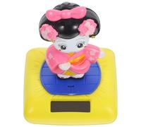 Levemolo Figurine Solaire Voiture Danseuse Kimono Rose Petite Poupée Plastique Artisanale à Tête Oscillante Décoration Bureau et Tableau de Bord Ornement Voiture Énergie Solaire