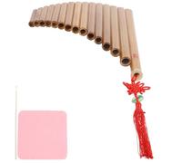 Levemolo Flûte de Pan en Bambou 15 Tubes en Sol G, Instrument de Musique Scolaire Éducatif, Marron Nettoyeur et Chiffon, Instrument pour Débutants et Couleur Aléatoire Style Aléatoire