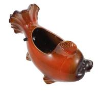 Levemolo Fontaine Céramique pour Aquarium avec Figurine Poisson Décorative Cascade Eau sans Pompe pour Bassin Tropical Eau Douce Élément Naturel pour Habitat Aquatique