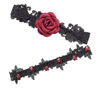 Levemolo Jarretières de jambe de mariée 2 ensembles ceinture élastique en dentelle avec design élégant et fleurs rose pour mariée adaptée aux anniversaires tour jambe 40-60cm