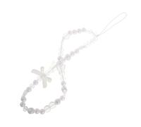 Levemolo Lanière Téléphone Portable Perles Nœud Pendentif Blanc Décoration Accessoires Lanière Téléphone Clé Porte Bracelet Mode Femme Coque Appareil Photo