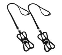 Levemolo Lanière Tour de Cou Réglable pour Téléphone Portable en Silicone Antirayures, Lot de 2 Pièces, Noire, Accessoires Pratiques pour Smartphone