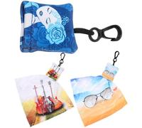 Levemolo Lingettes pour Lunettes Clés Porte-clés Décoratif, Lot de 3 Chiffons Microfibres Imprimés pour Nettoyage Écran Téléphone, Lentilles Appareil Photo, Électronique
