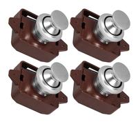 Levemolo Loquets à Bouton-Poussoir et Verrous de Tiroir sans Clé, Lot de 4 en Métal Finition Nickel Perlé Brun, pour Portes D’Armoire de Camping-Car et Fourgon Aménagé, Solution Sécurisée