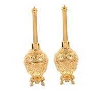 Levemolo Lot De 2 Bouteilles d'eau Bénite Décoratives pour Bureau Style Européen Contenant Décoratif pour Église Style Médiéval en Verre Doré