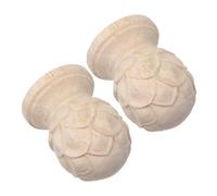 Levemolo Lot de 2 Embouts Décoratifs en Bois Brut Sculpté Forme Ananas 4x6 Cm, Ornement Classique pour Poteaux D’escalier et Montants de Lit, Décoration Maison Intérieure, Fleurons