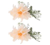 Levemolo Lot de 2 Embrasses de Rideaux Fleuries à Pince Attaches Décoratives en Tissu Couleur Amande Support Pratique pour Fenêtres et Bureaux Accessoires Bohèmes pour Décoration