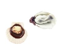 Levemolo Lot de 2 Modèles D'huîtres Fraîches et Coquilles Saint- Factices en PVC, Décoration Réaliste de Fruits de Mer Colorés, Accessoires pour Vitrines, Restaurants et Jeux D'imitation