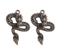 Levemolo Lot de 2 Pendentifs Dragon en Laiton Vintage, Décoration Soi-même, Petit Ornement Suspendu pour Création Bijoux et Accessoires Artisanaux