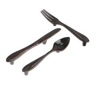 Levemolo Lot de 3 Poignées de Placard Vintage en Alliage de Zinc Forme Couteau Fourchette Cuillère, Style Rétro, Couleur Bronze, pour Armoires et Bureaux Pratiques et Sûres