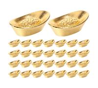 Levemolo Lot de 30 Lingots Miniatures en Alliage Doré Décoration Feng Shui Chinoise pour Richesse et Prospérité Accessoires pour Maison Bureau et Fête Ornements de Style Traditionnel