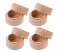 Levemolo Lot de 4 Boîtes Rondes en Bois de Hêtre Massif Boîte à Dents de Lait Unisexe Couvercle Coffret à Bijoux Mini 52 X 52 X 4 CM Rangement Décoratif pour Souvenirs d'Enfance et