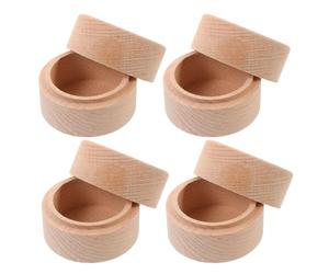 Levemolo Lot de 4 Boîtes Rondes en Bois de Hêtre Massif Boîte à Dents de Lait Unisexe Couvercle Coffret à Bijoux Mini 52 X 52 X 4 CM Rangement Décoratif pour Souvenirs d'Enfance et