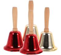 Levemolo Lot de 4 Clochettes de Noël 65 CM en Métal Électroplaqué Rouge et Or Sonnettes à Main Rétro pour Décoration Festive Signal Sonore pour Restaurant Bar et Maison
