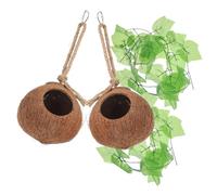 Levemolo Lot De 4 Nids Naturels en Coque De Fruit pour Lézards Et Reptiles, Comprend 2 Nids Suspendus Et 2 Artificielles, Matière Solide, Petite Taille, Habitat Décoratif pour Reptiles Et Amphibiens