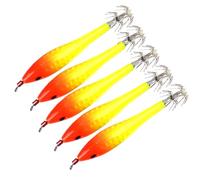 Levemolo Lot de 5 Hameçons Lumineux Nocturnes pour Calamar en Plastique Jaune, Forme Petit Poisson, Résistance la Corrosion, pour Pêche en Eau Douce et Eau Salée Couleur Couleur Aléatoire