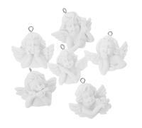 Levemolo Lot de 6 Pendentifs D'anges en Résine Argentée pour Loisirs Créatifs, Mini Breloques Légères, Accessoires DIY pour Fabrication de Bijoux, Bracelets et Colliers, Décoration