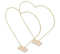 Levemolo Métalliques de Cœur 30 CM X 3 MM Base en Bois Naturel 2 Ensembles pour de Table Mariage Cadre de Couronne Décoratif Multifonction Anneaux pour Loisirs Créatifs