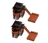 Levemolo Modèle Miniature de Maison sur Pilotis Chinoise 2 Étages en Résine 6,5x6x5 Cm, Lot de 2 Pièces, Décoration Zen pour Bonsaï, Statue de Pagode et Pavillon Japonerie, Accessoires