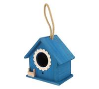 Levemolo Nichoir Suspendu en Bois Décoratif pour Oiseaux, Jardin Extérieur, Mini Modèle Bleu, Mangeoire à Oiseaux Solide Et Sécurisé, Décoration Suspendue Originale pour Balcon Et Arbre