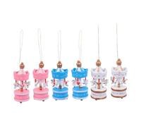Levemolo Pendentif Sapin de Noël Décorations de Manège Mini Carrousel en Bois Bleu Rose Blanc Décoration Intérieure pour Sapin de Noël