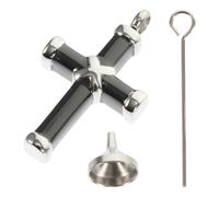 Levemolo Pendentif Urne en Acier Inoxydable Forme Croix 3 Pièces Entonnoir et Aiguille, Collier Commémoratif pour Cendres D’Animaux de Compagnie, Bijou Funéraire Souvenir Chien Disparu