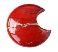 Levemolo Pierre De Lune Rouge en Cristal Naturel 4,5-6 Cm, Ornement Artisanal De Lune, Décor De Bureau Contemplation, Objet Déco Unique en Jade Rouge