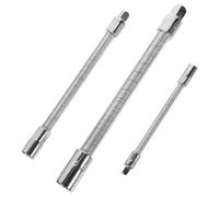 Levemolo Rallonge Flexible pour Douilles 1/4, 3/8 et 1/2 Pouce - Ensemble 3 Pièces Tige Souple Élastique pour Accès Angulaire, Extension Polyvalente pour Outils Manuels et Entretien