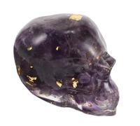 Levemolo Sculpture Crâne en Cristal Naturel Violet Mini Figurine Décorative Gothique Ornement Table Halloween Décoration Maison Bureau Modèle Crâne Réaliste en Résine Petite Sculpture