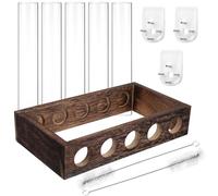 Levemolo Station de Propagation Plantes Suspendue Verre avec Support Bois Tubes à Essai pour Boutures Décoration Intérieur et Extérieur Bureau Tablette