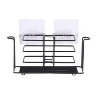 Levemolo Support Mural sans Perçage pour Salle de Bain, Étagère Rangement Murale Noire Multifonction, Porte-Brosse à Dents et Gobelet, Adapté la Cuisine et Environnement Humide, Design