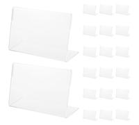 Levemolo Supports Acryliques de L 20pcs Porte-étiquettes de Prix Transparents en Acrylique Insertion Facile de Papier pour Bureau et Salon Professionnel