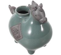 Levemolo Vase en Céramique de Cheval Fu 15 Cm - Vase Décoratif de Table pour Fleurs Séchées - Décoration Intérieure Chinoise pour Nouvel an et Maison - Figurine Animale Symbolique