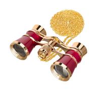 Levenhuk Broadway 325B 3x25 Compact Lightweight Stylish Opera Glasses - Vintage Theatre and Concert Binoculars for Women with Elegant Metal Chain, Red